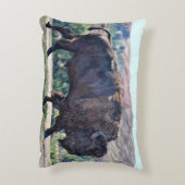 草原の設定でアメリカのバイソンローミング アクセントクッション (裏面(縦))