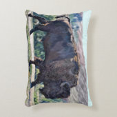 草原の設定でアメリカのバイソンローミング アクセントクッション (正面(垂直))