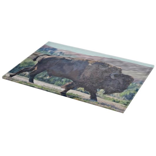 草原の設定でアメリカのバイソンローミング カッティングボード (角)