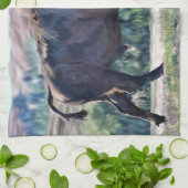 草原の設定でアメリカのバイソンローミング キッチンタオル (折り畳み)