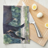 草原の設定でアメリカのバイソンローミング キッチンタオル (四つ折り)