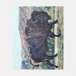 草原の設定でアメリカのバイソンローミング フリースブランケット