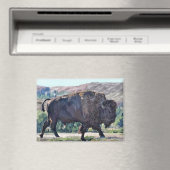 草原の設定でアメリカのバイソンローミング マグネット (インサイチュ (食洗機))