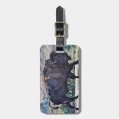 草原の設定でアメリカのバイソンローミング ラゲッジタグ (正面縦)