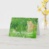 草原の退職の睡眠のショウガ猫 カード (黄色い花)