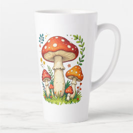 草原の野生のきのこや花 カフェラテマグ