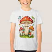 草原の野生のきのこや花 トライブレンドTシャツ (正面)