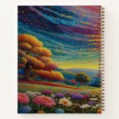 草原の野生の花 カラフルアート ノートブック (裏面)