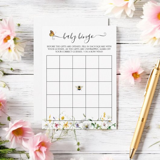 草原の野花、ミツバチ、蝶ビンゴゲーム エンクロージャーカード