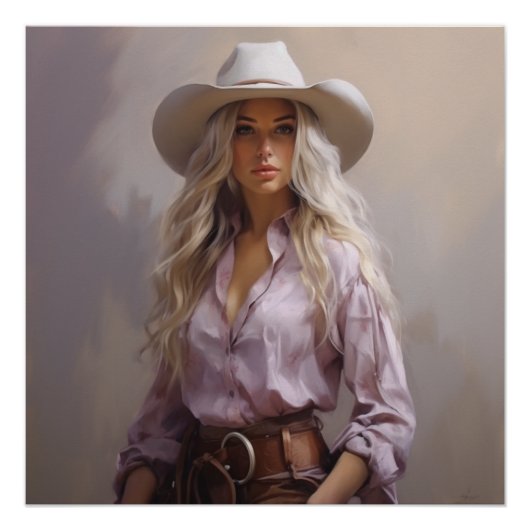 草原の野花:女性のカーボーイウォールアート ポスター (正面)