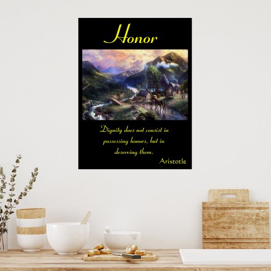 草原の風景の中鮮やかの名誉開花 ポスター (キッチン)