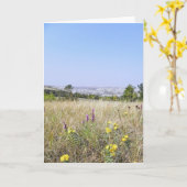 草原は荒地のメッセージカードに会います カード (黄色い花)