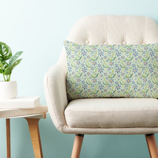 草原 | 水彩ダリアの踊り ランバークッション