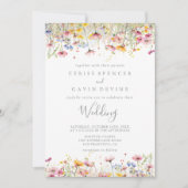 草原 色とりどりの野の花 前後 ウェディング 招待状 (正面)