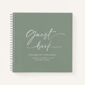 草取りゲストブックセージミニマルグリーンモダン ノートブック (正面)