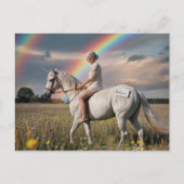 草地でおばあちゃん信じとユニコーン ポストカード (正面)