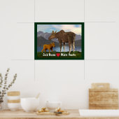 草地でムースをする ポスター (キッチン)