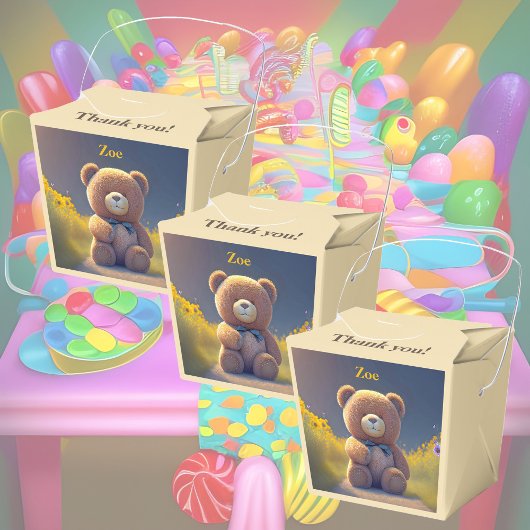 草地にテディベア、かわいいカスタム フェイバーボックス