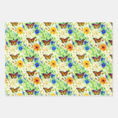 草地にデイジーと蝶 ラッピングペーパーシート (正面)