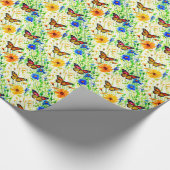 草地にデイジーと蝶 ラッピングペーパー (角)