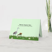 草地に子馬(ヒヒ)とサギ カード (裏面)