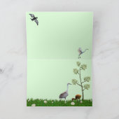 草地に子馬(ヒヒ)とサギ カード (内部)