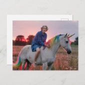 草地のおばあちゃんと一角獣 ポストカード (正面/裏面)