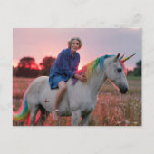 草地のおばあちゃんと一角獣 ポストカード (正面)