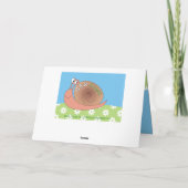 草地のグリーティングカードに登場する、かわいいカタツムリ カード (裏面)