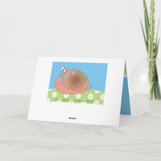 草地のグリーティングカードに登場する、かわいいカタツムリ カード (裏面)