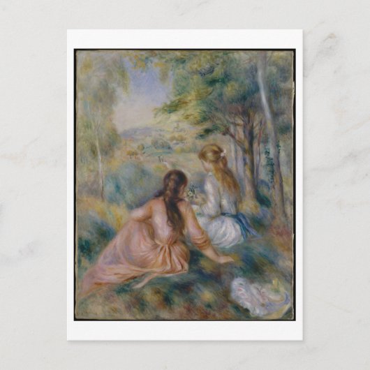 『草地の中』ルノアール絵を描のはがき ポストカード (正面)