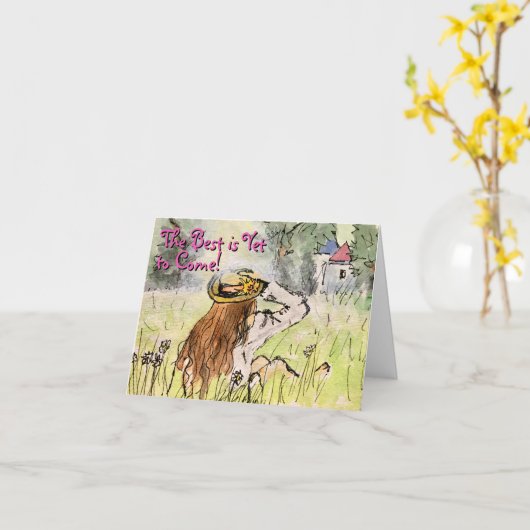 草地の「最高のまだ出て来いない」カード カード (黄色い花)