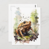 草地を這う水色のヒキガエル ポストカード (正面/裏面)