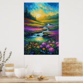 草地カラフルと流れ ポスター (キッチン)