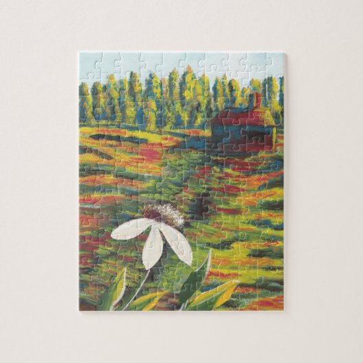草地カラフルに絵画咲く明るい花 ジグソーパズル (縦)