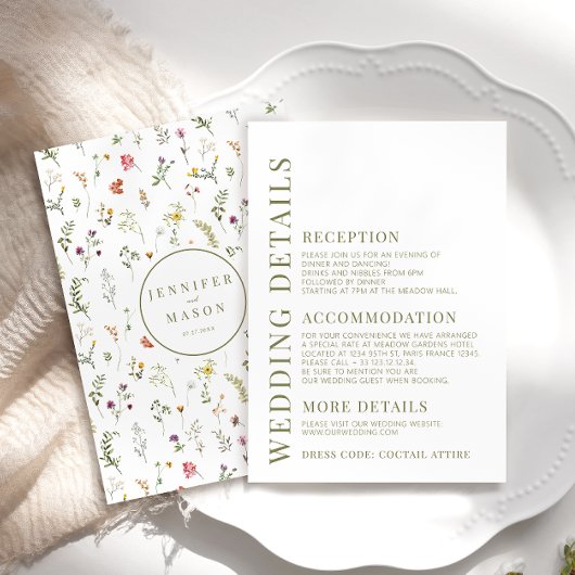 草地カラフル結婚詳細カード エンクロージャーカード