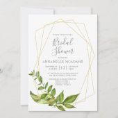 草地植葉物幾何ブライダルシャワー 招待状 (正面)