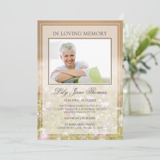 草地葬儀招待状|思い出を愛して 招待状 (スタンド正面)