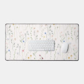 草地，ライトピンクの野生の花，水色 デスクマット (キーボード&マウス)