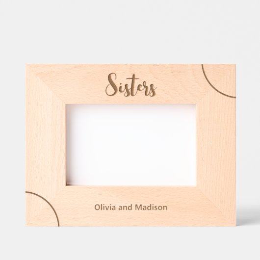 草書の姉妹と名前の追加 レーザー彫刻フレーム (正面)