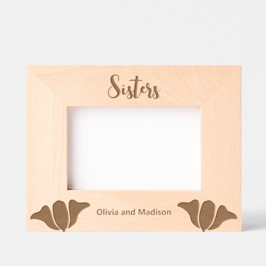 草書の姉妹の花で名前を追加 レーザー彫刻フレーム (正面)