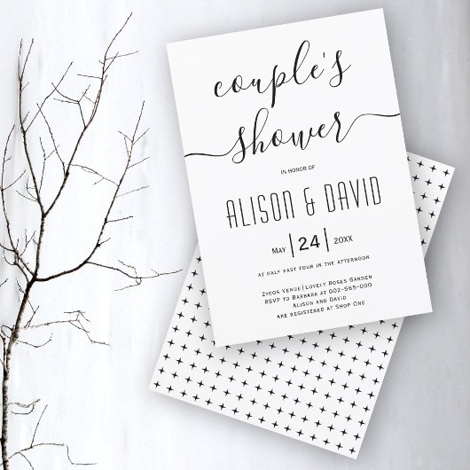 草書の書のカップル結婚のシャワーを散策 招待状