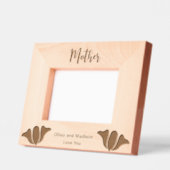 草書の母お子さんの名前花 レーザー彫刻フレーム (左)