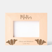 草書の母お子さんの名前花 レーザー彫刻フレーム (正面)