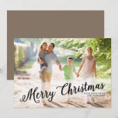 草書コンテンポラリーのメリークリスマス写真 シーズンカード (正面/裏面)