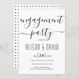 草書体タイポグラフィ結婚の婚約パーティ 招待状