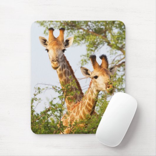 草木の上からキリンが覗く マウスパッド (マウス)