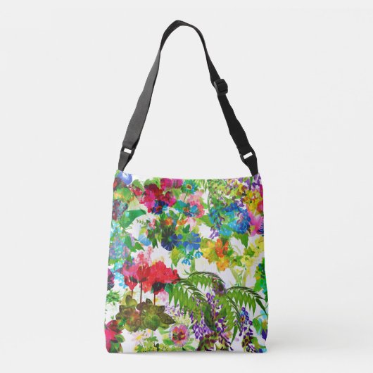 草木夏花植物園水彩 クロスボディバッグ (裏面)