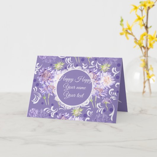 草木花の水彩模様 カード (黄色い花)