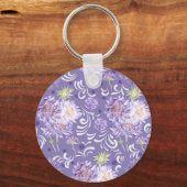 草木花の水彩模様 キーホルダー (正面)